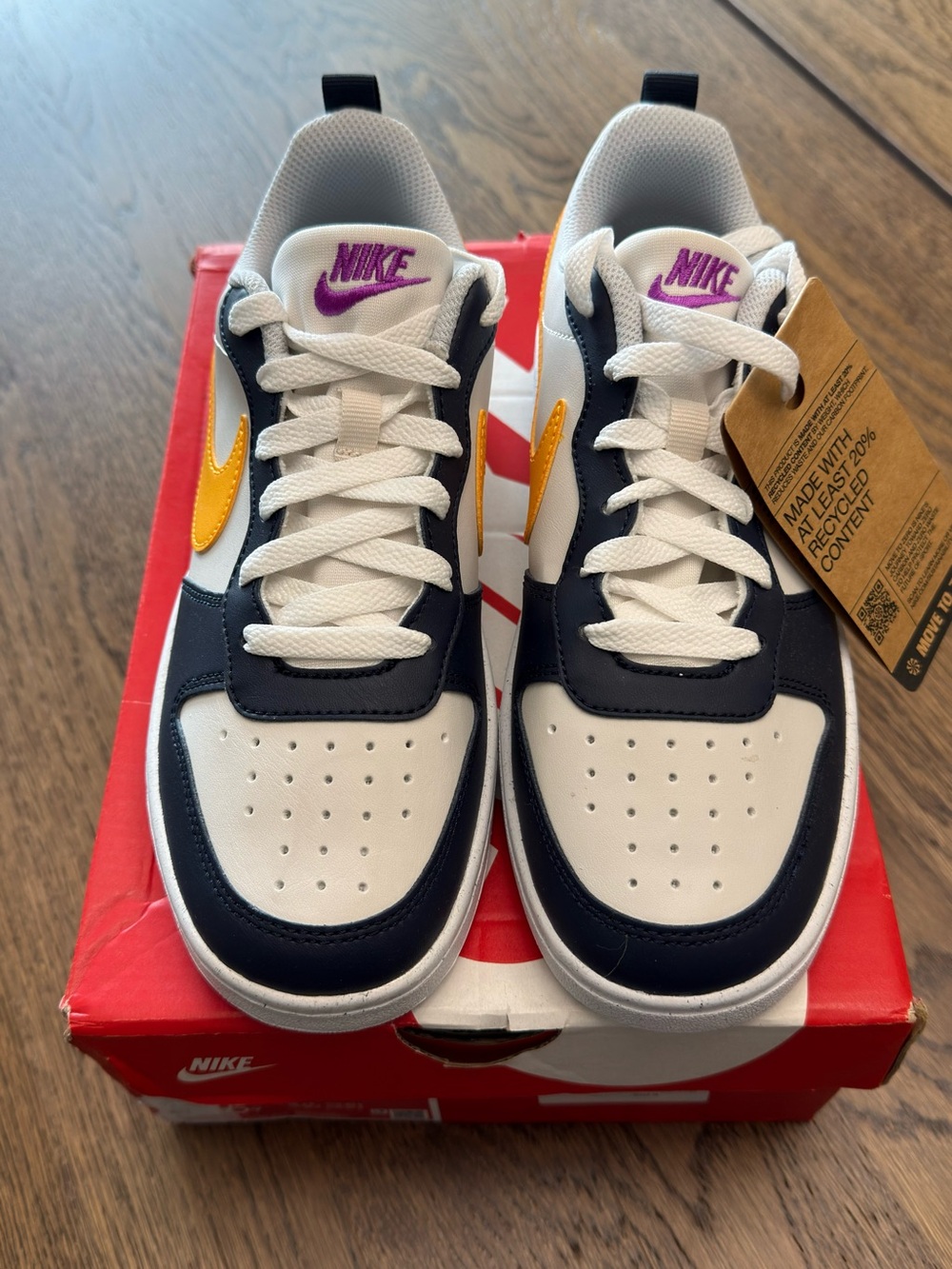 Nike Court Borough Low Recraft Phantom White Obsidian University Gold (GS) Y5
